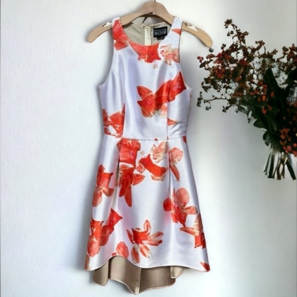 Sachin & Babi Noir Sleeveless Floral Jacquard Cut-Out Back High-Low Dress - Picture 2 of 12